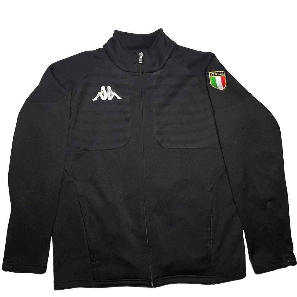 Kappa Italy Italia National Team Fleece Track Jacket Mens Black Full Zip Large